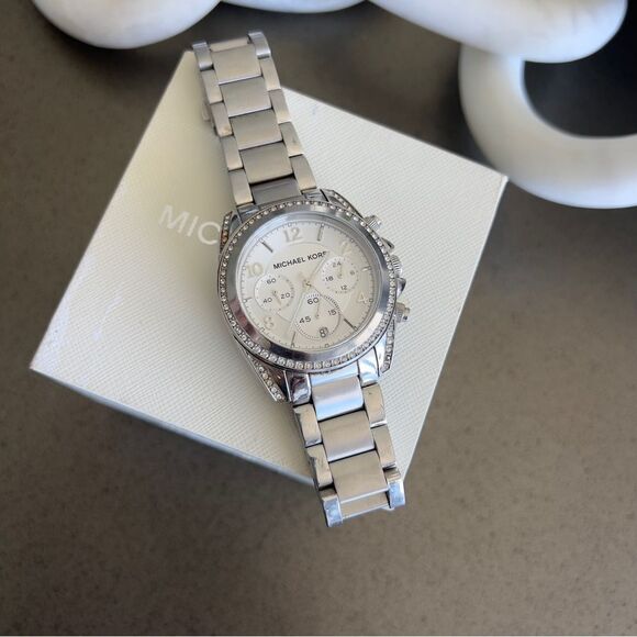 Michael Kors MK 5165 Blair Chronograph Silver-Tone Crystal Watch - Picture 1 of 9